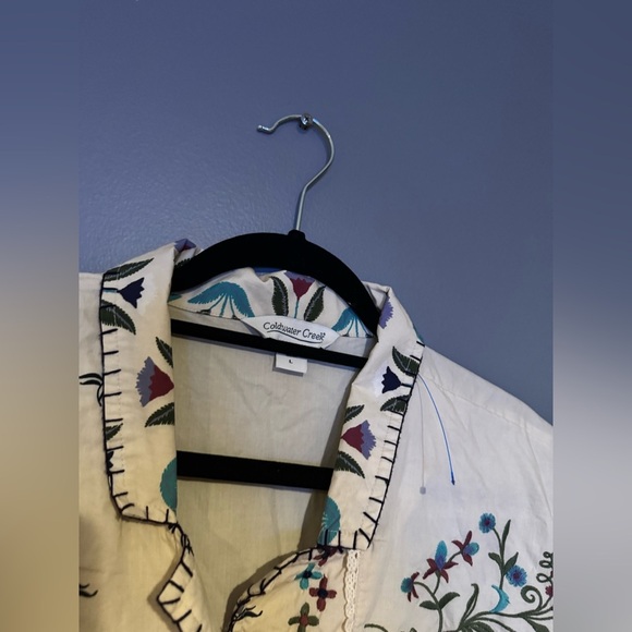 Coldwater Creek Multicolor Embroidered Button Down Shirt - Picture 6 of 8